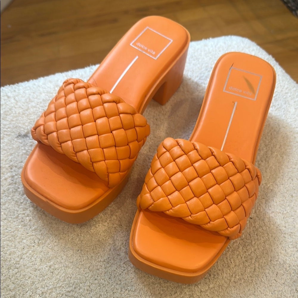 Dolce Vita Orange Quilted Mules